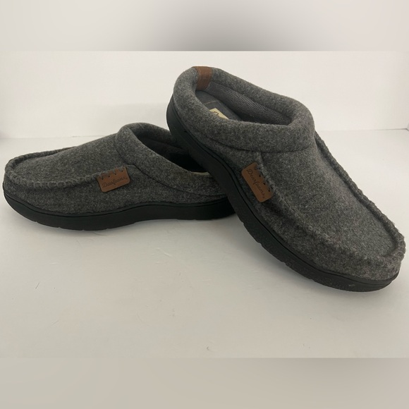Dearfoam - Men's Dark Heather Gray Wool Memory Foam - No Sweat Slippers - Picture 5 of 12